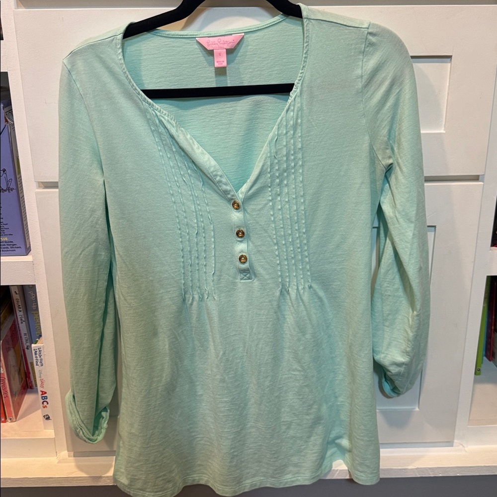 Lilly Pulitzer Light Green Blouse with Button Detail